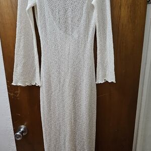 H&M Shimmering Cream Long Sleeve Dress